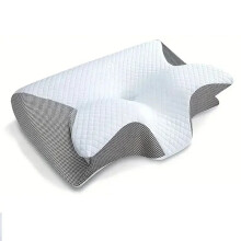 (Gray) Butterfly Sleep Memory Neck Pillow Slow Rebound Comfort Memory Foam Sleep Cervical Orthopedic Neck Pillow Massage Bed Pillow