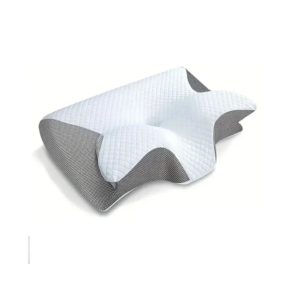 Xylfly (Gray) Butterfly Sleep Memory Neck Pillow Slow Rebound Comfort Memory Foam Sleep Cervical Orthopedic Neck Pillow Massage Bed Pillow Gray