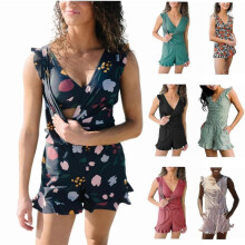 (L, D) Plus Size Swim Romper Built-in Bra Detachable Bra Cup, One Piece Swimsuit for Women,Built Beachwear, Quick Dry Womens Swimwear -GSL