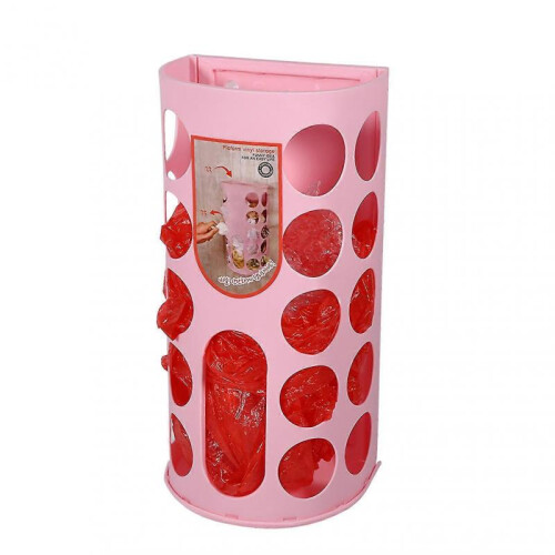 Pink Wall Mounted Plastic Bag Storage Container Holder Organizer 2