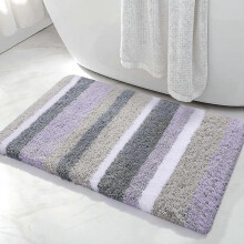 Microfiber Striped Bathroom Rugs Bath Mat (purple-grey, 17"x24") Extra Thick, Soft And Shaggy, Absorbent, Machine Washable, Anti-slip Bath Rugs