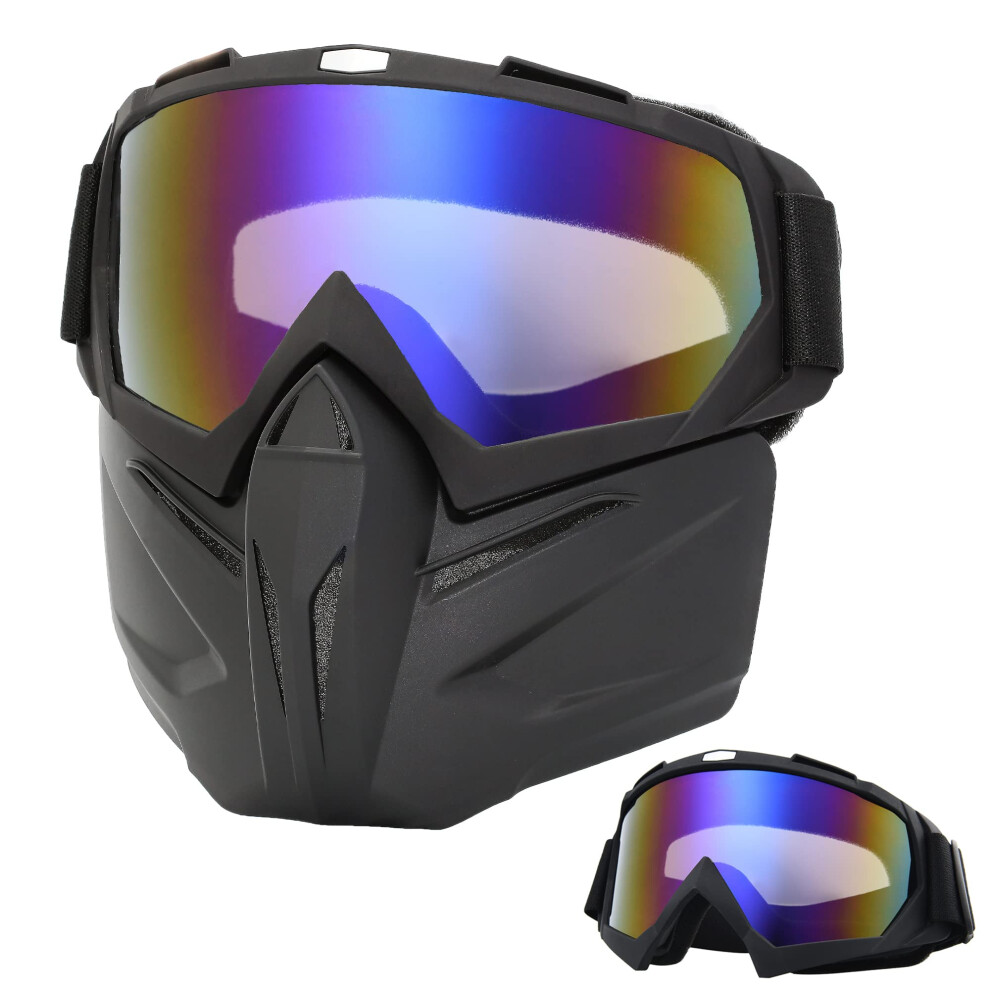 Motorcycle Helmet Riding Goggles Glasses With Removable Face Mask,Vintage Bullet Fight Motocross 689788532462