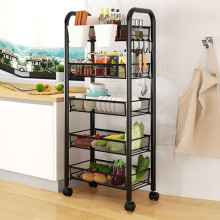 5 Tier Rolling Storage Cart Metal Utility Cart Stackable Removable Kitchen Mesh Shelves with Wheels