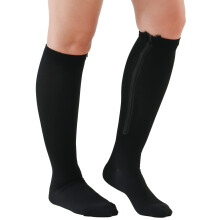 2 Pairs Medical Zipper Compression Socks 1520mmHg for WomenMen, Knee High Compression Stockings