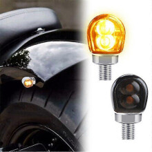 (Chrome) 8mm Mini Led Motorcycle Turn Signal Indicator Blinker Lights Amber Flashing Light Flasher Universal For Cafe Racer Bobber 12v