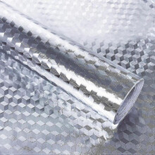 Aluminum Adhesive Paper for Kitchen Roll Sticker Diamond Shape Wallpaper Stickers Waterproof Oil Proof Silver 40x300cm