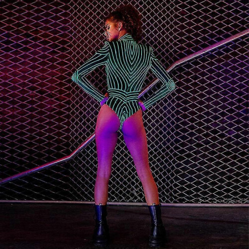 (M,Green)Uv Reactive Neon Bodysuit - Ideal For Halloween Christmas Parties 2