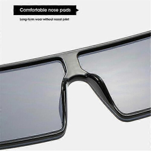(Black) Oversize Square Uv Protection Polarized Sunglasses Retro Flat Top Gradient Glasses Eyewear Sunglasses 2