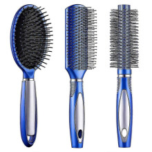Hair Brush Set - Paddle Brush, Round Blow Drying Hairbrush, & Detangling Brush Wide Tooth Comb