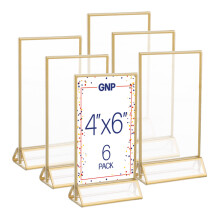 4x6 Picture Frames 6Pack  Floating Frame Set for Table Numbers, Wedding Signs, Photos, or Table Decor by  (Gold)