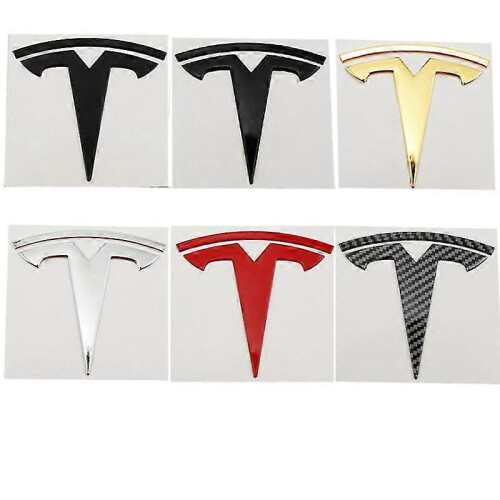 (3 Gloss Black Back) Metal Replacement Sticker For Tesla Model 3 Y Front Back Trunk Logo Replace Emblem Decals Stickers Accessories 1