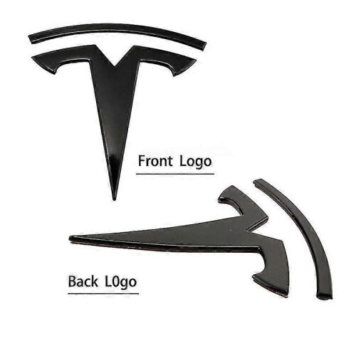 (3 Matte black Back) Metal Replacement Sticker For Tesla Model 3 Y Front Back Trunk Logo Replace Emblem Decals Stickers Accessories 2