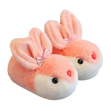(30-31,Pink)Kids Bunny Slippers Winter Plush Slippers Non Slip Warm Sandals For Children