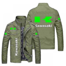 (xxL, Army Green) 2023 Spring And Autumn Men's Casual Kawasaki Men's Charge Clothes Polyester Jacket Retro Locomotive Windproof Fashion Motorcycle