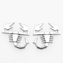 (Silver-xZ x, Metal) 3d Metal Abarth Scorpion Logo Car Fender Side Sticker Tail Badge Creative Decoration Rear Trunk Emblem Styling Auto Accessories