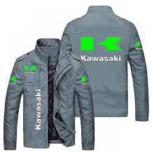 (6xL, Sky Blue) 2023 Spring And Autumn Men's Casual Kawasaki Men's Charge Clothes Polyester Jacket Retro Locomotive Windproof Fashion Motorcycle