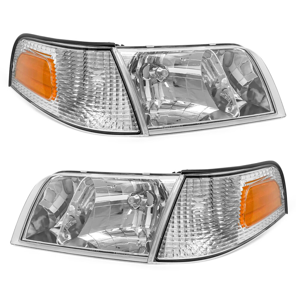 Headlight Assembly Compatible With Ford Crown Victoria 1998 2011 Replacement Headlamp Pair 689788535760