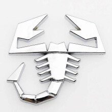 (Silver-xZ D, Metal) 3d Metal Abarth Scorpion Logo Car Fender Side Sticker Tail Badge Creative Decoration Rear Trunk Emblem Styling Auto Accessories