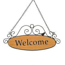 Welcome Door Signs Decorative Wood Hanging Sign Home Plaque Garden Bar Cafe Shop Store Front Door W