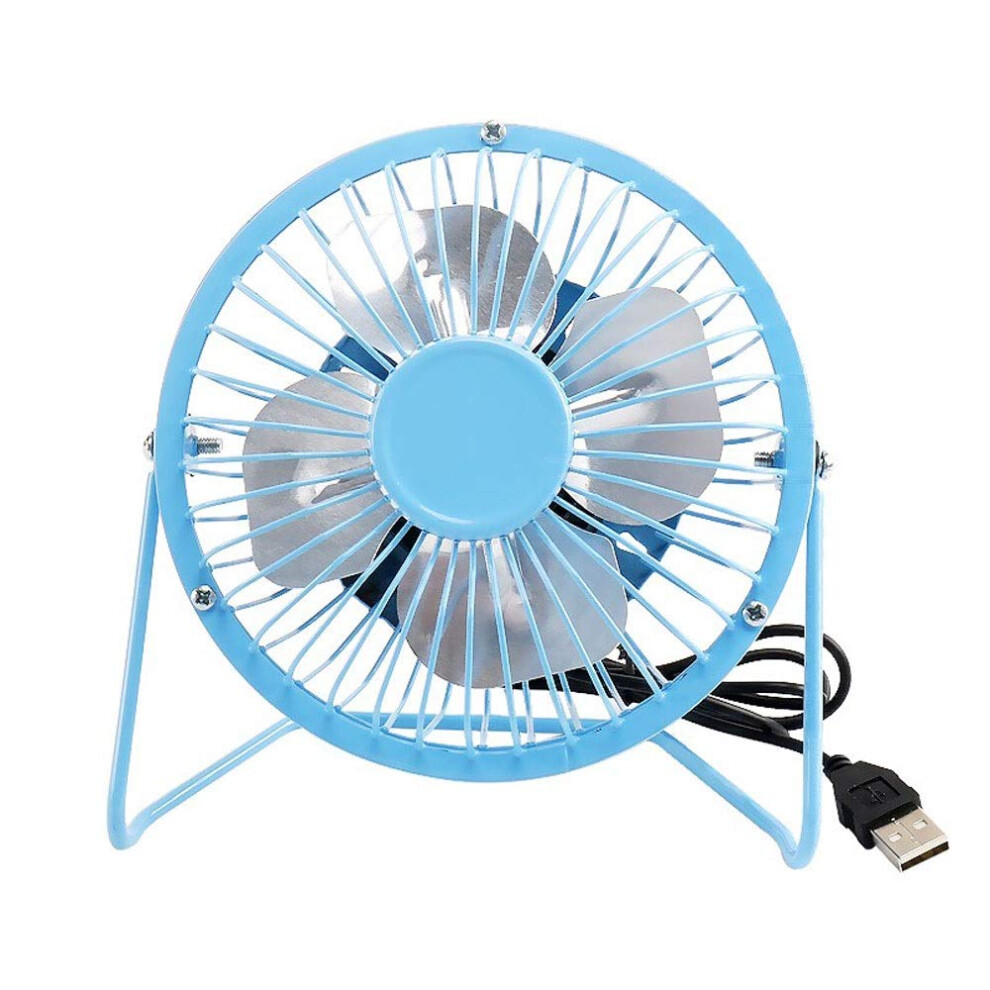 Small USB Desk Fan Mini Metal Personal Fan Retro Design Electric (Color : Blue)-image-OPC-PHZH69R-NEW