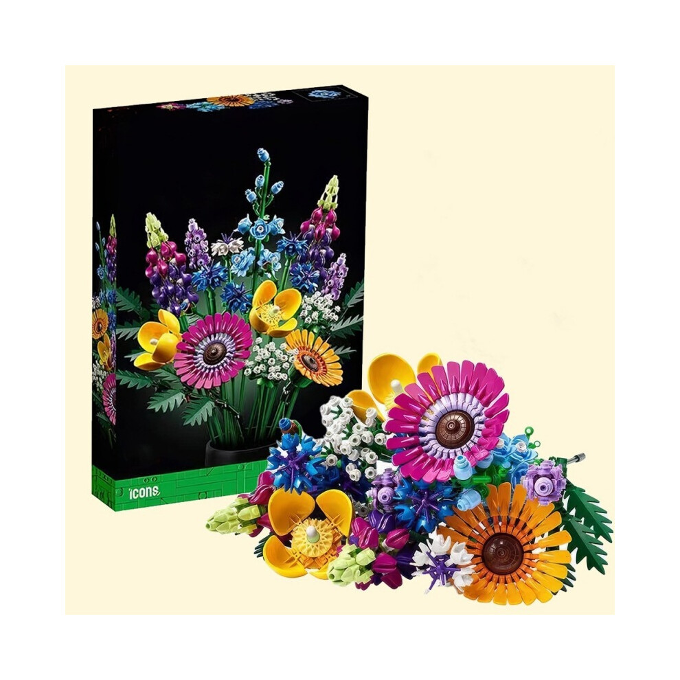 (939 Pcs) Building Bouquet Flower Block 10313 10314 Abs Plastic Diy Assembly Toy Colorful