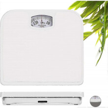 conWhite Bathroom Scales, Body Scales, Analogue Scales, for People Up To 130 Kg, Precise, Wxd:26.5 X 24 Cm