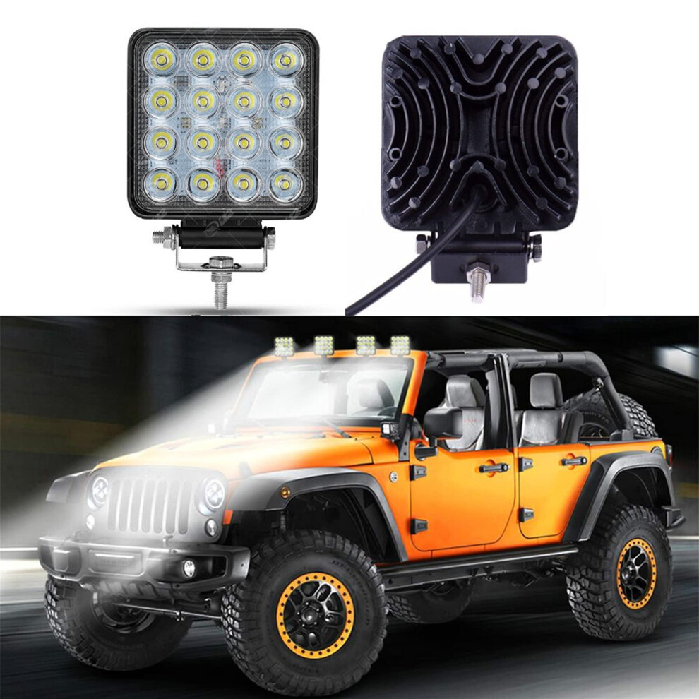 Headlights 1/2 Pcs 48W 16Led Work Flood Beam Bar For 4X4 Led Bar Offroad Suv Atv Tractor Boat Trucks Excavator 12V 24V Work Light 6493810907555