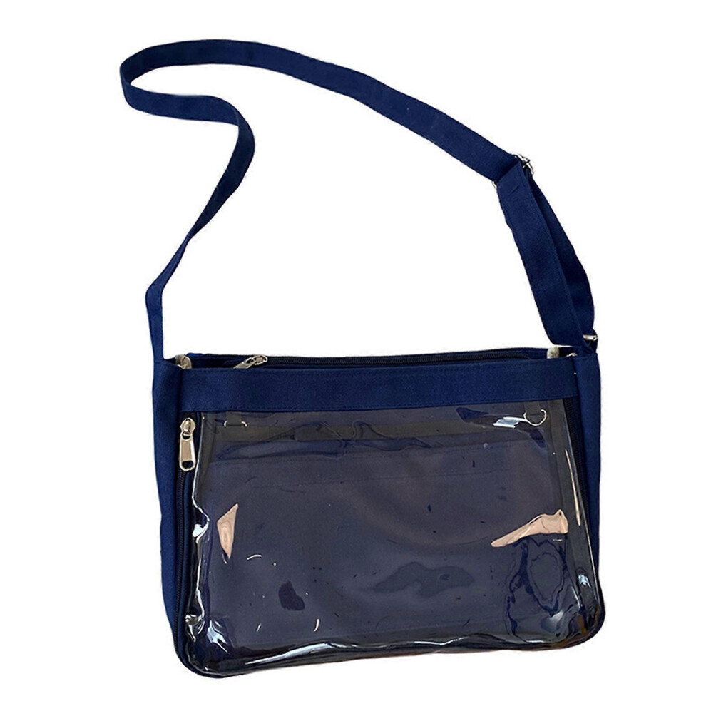 (Purple, One Size) Women Ita Bag Clear Canvas Crossbody Bag Japanese Style Shoulder Bag Student School Bag Large Capacity Messengers Bag Deep Blue Blue,Purple