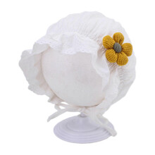 (lotus root starch, One size) Adjustable Cotton Hat Soft & Breathable Elegant Lace Bonnet Cotton Hat Fashionable Suitable for Infants Aged 0-2 years  White