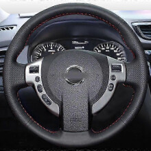 (dark grey thread) conHand-Stitched Leather steering wheel covers for Nissan Qashqai J10 X-TRAIL NV200 2008-2012 Car-Styling