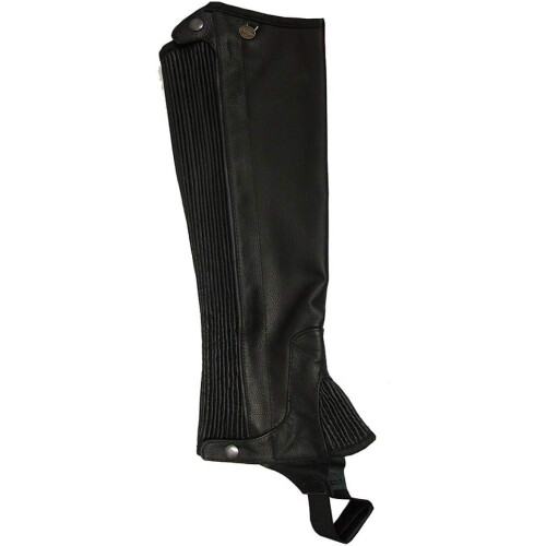 Ladies Pro Top Grain Leather Half Chaps , Black , Small 1