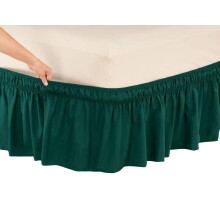 Wrap Around Bed Skirt, Elastic Dust Ruffles, Solid Color Bedskirt,Queen and King, 15' Drop (Hunter, Full)