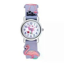 (PURPLE) con cute Flamingo Cartoons Watch For Children Girls