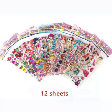 (12 sheets) con 5/12Sheets 3D Bubble Dress Up Girls Stickers Cartoon Princess Change Clothes DIY Kawaii Toys Children Birthday Party Decoration