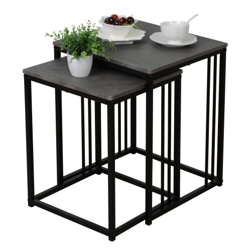 Spot On Dealz Set of 2 Nesting Table Living Room Side Tables Stone Effect Top