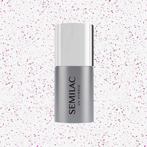 Semilac T14 Top Coat No Wipe Blinking Violet & Rose Flakes 7ml