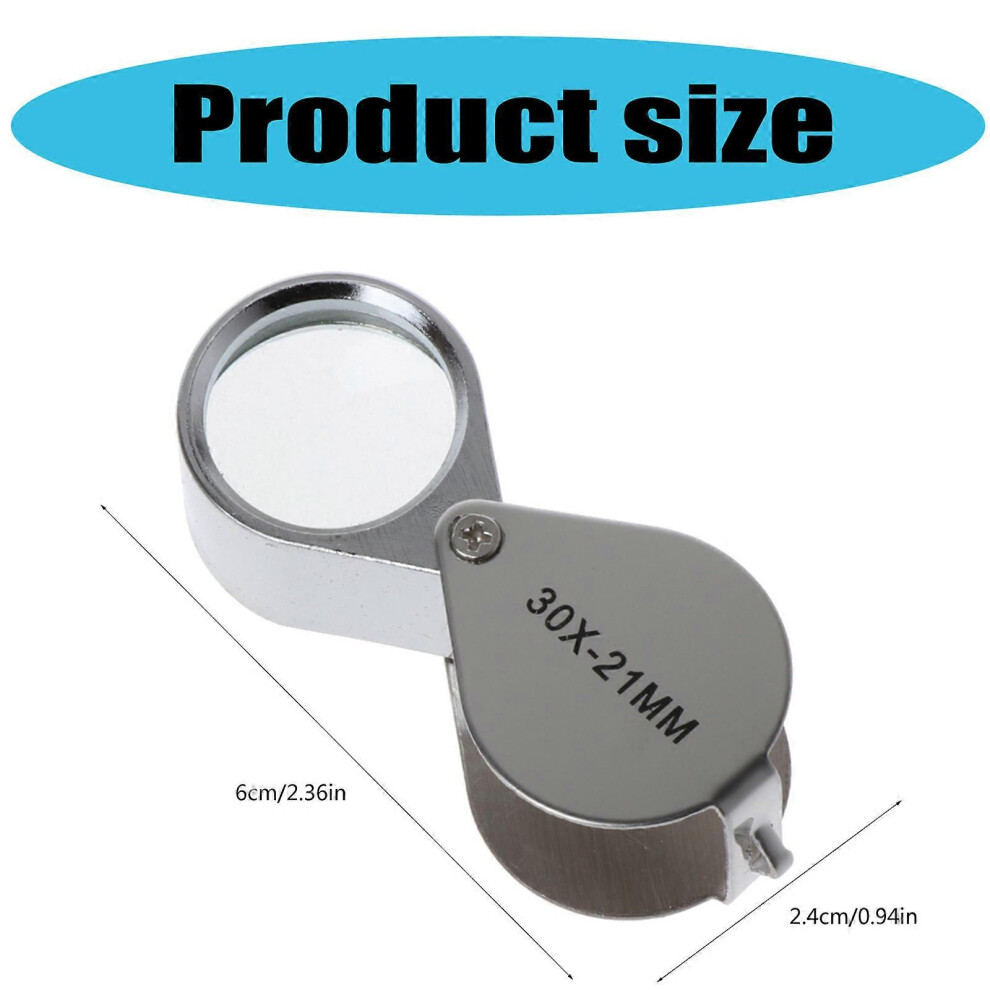 (As Show, One Size) Jewelry Diamond Eye Loupe Magnifier Magnifying Glass Triplet Jewelers 30X21mm Black