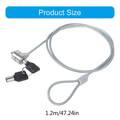 (As show, One size) Notebook Laptop Computer Lock Security Security Chain Cable Chain With Key Notebook  Silver 2