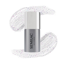 Semilac T15 Top Coat No Wipe Blinking Blue & Violet Flakes UV Gel 7ml
