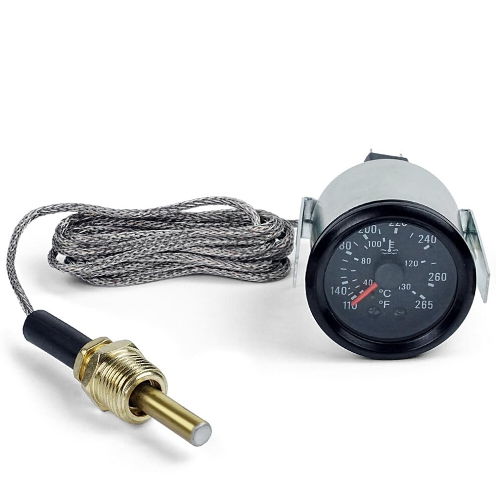 Water Temperature Gauge, 2' 52 Mm Pointer Mechanical Coolant Temp Gauge For 12V Car 689788539560