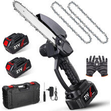 Mini Chainsaw Cordless, Handheld for Wood Cutting, Tree Branches Trimming, Copper Motor, Lightweight, Quick Charge, Safety Lock