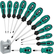 12Pcs Magnetic Screwdriver Set, 4 Phillips and 5 Flat Head Tips and 3 Torx, for Fastening and Loosening Seized