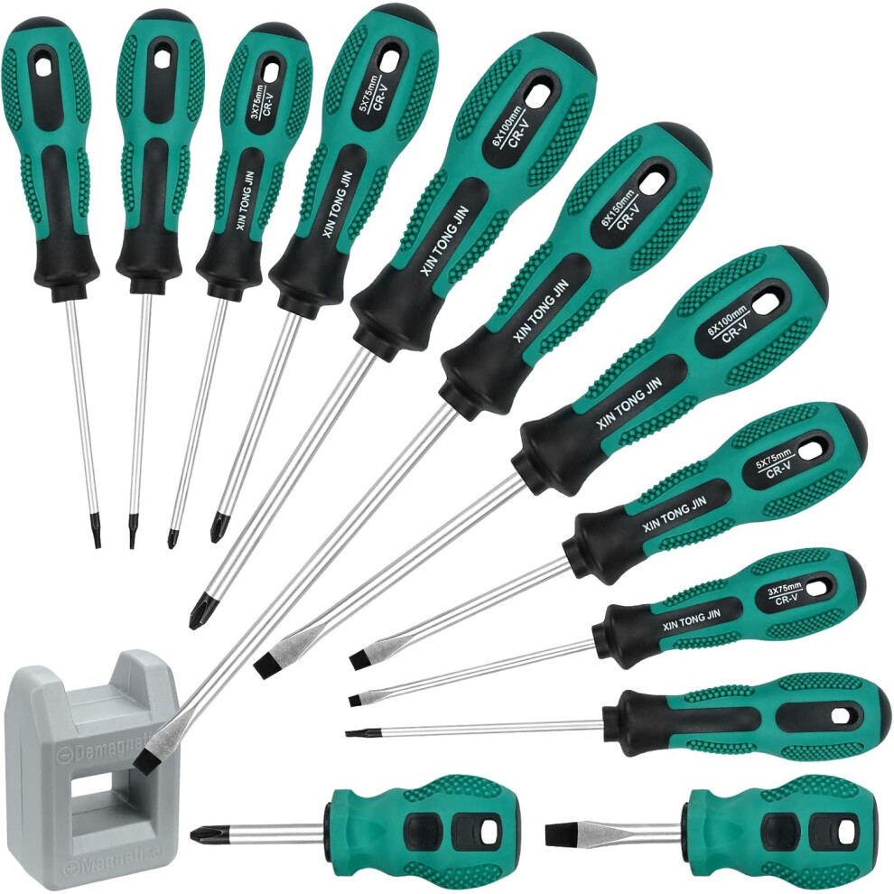 12Pcs Magnetic Screwdriver Set, 4 Phillips And 5 Flat Head Tips And 3 Torx, For Fastening And Loosening Seized 8784498837394
