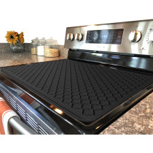 Silicone Stove Mat for Glass Top - XL Dish Drying Mat, Cooktop Protector, Range Cover for Electric Stove (Black Grid,28x20)
