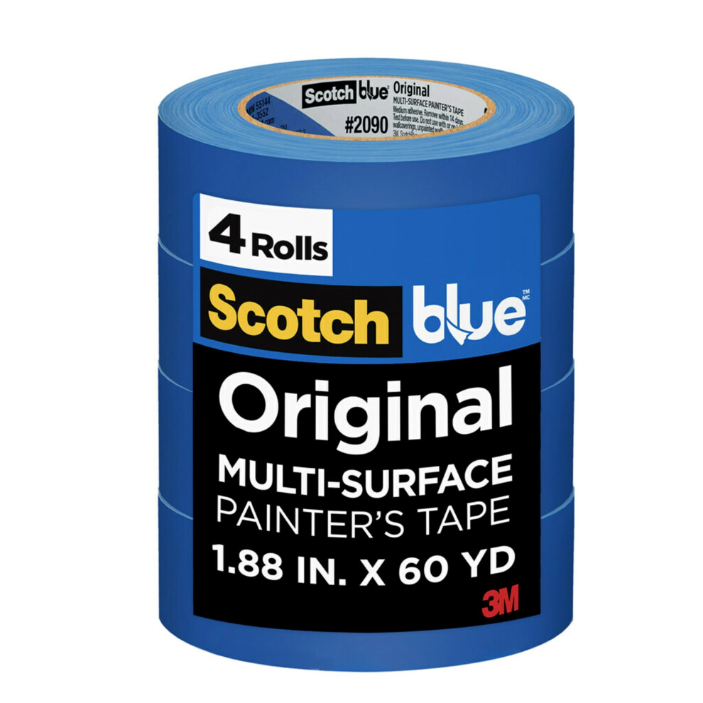 Original Multisurface Painters Tape, 2 Inch Wide (1.88 In. X 60 Yds) 4 Rolls, Blue Paint Tape 6493810844027