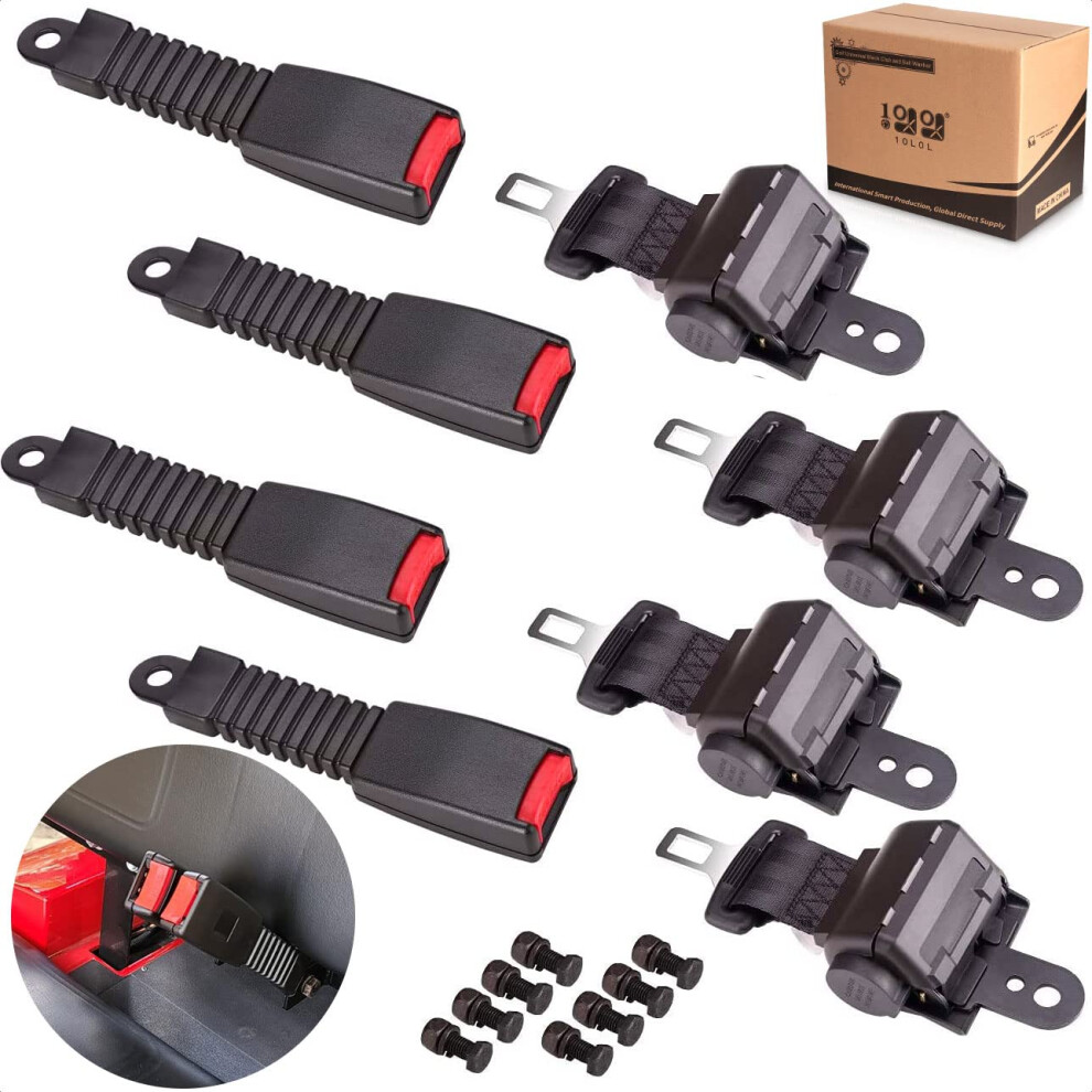 4 Pack Universal Golf Cart Seat Belts Kit For Yamaha Club Car Ezgo Gokart Atv Utv, 42 Inch Retractable Seat Belts Kit (Without Mounting Bar) 6493810779923