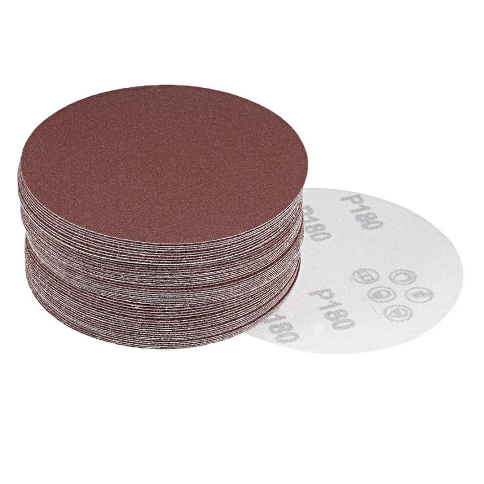 50Pcs 5 Inch Hook And Loop Sanding Disc 180 Grits Flocking Sandpaper For Random Orbit Sander Brown 6493810844225