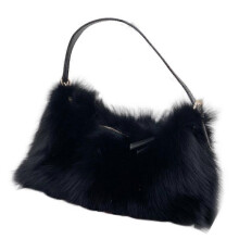 (36X34CM, BLACK) MIMIGO Women's Winter Fox Shoulder Handbags Hand Bag for Women Leather Top Handle Ladies Zipper Soft Stylish Fashion Bag