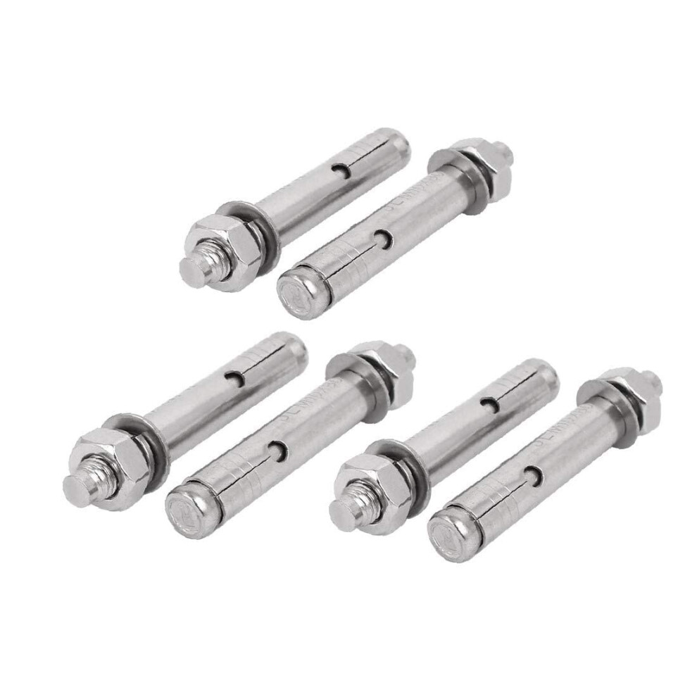 M10x80mm Stainless Steel Sleeve Anchor Expansion Bolts Silver Tone 6Pcs 6493810780134