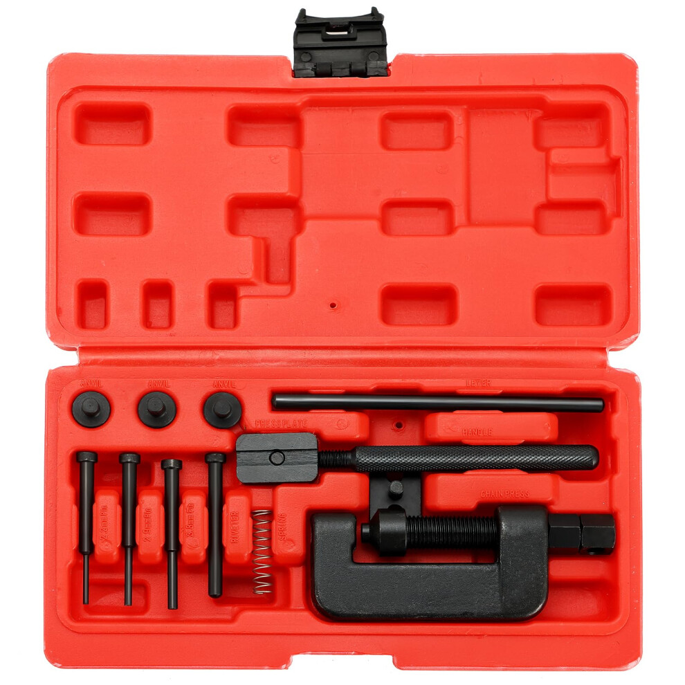 13Pcs Chain Breaker Tool Kit Universal Chain Cutter And Riveter Set With Carrying Case For Atv, Bicycle, And Motorcycle For Easy Chain Maintenance 689788541150
